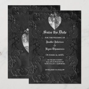 Gothic Halloween Hochzeit Save-the-Date-Einladung Ankündigung