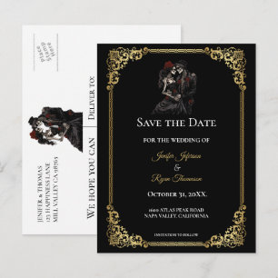 Gothic Halloween-Hochzeit Save-the-Date Postkarte