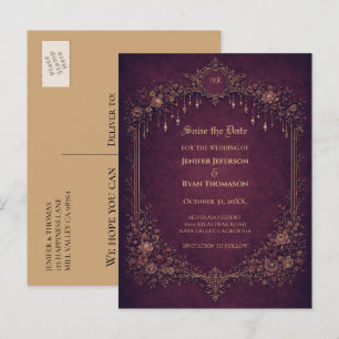 Gothic Halloween-Hochzeit Save-the-Date-Postkarte Ankündigungspostkarte