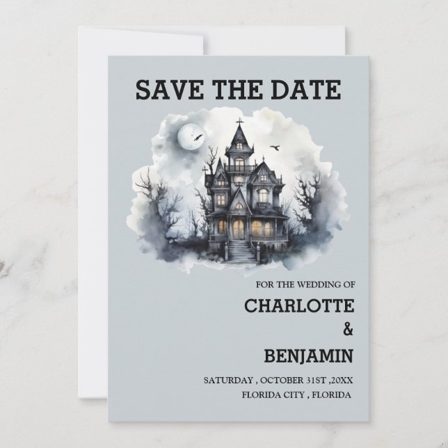 Gothic Halloween Hororr Wedding Save The Date (Vorderseite)