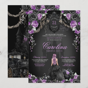 Gothic Halloween Lila Schwarze Prinzessin Quincean Einladung