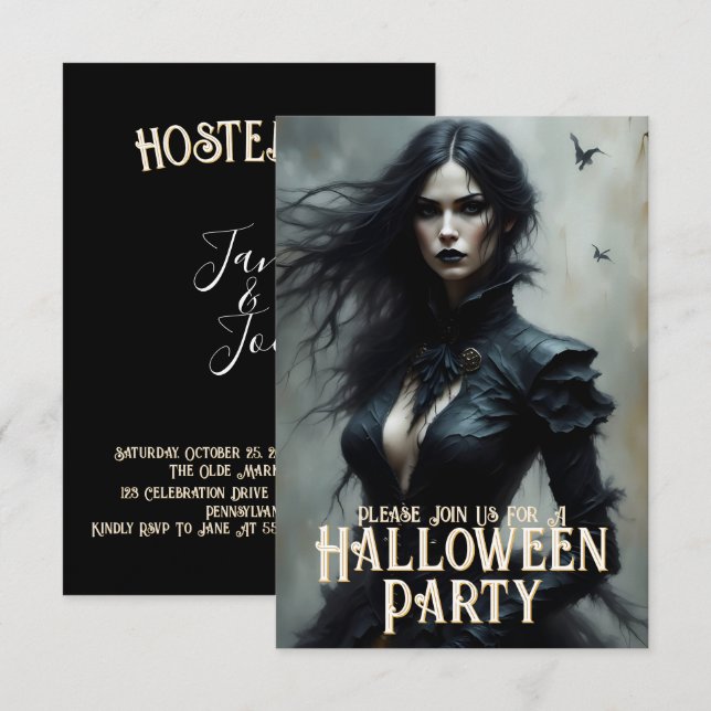 Gothic Halloween Night of Mystery Einladung (Vorne/Hinten)