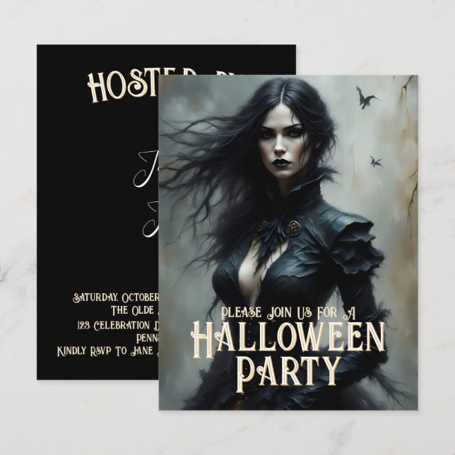 Gothic Halloween Night of Mystery Einladung (Vorne/Hinten)