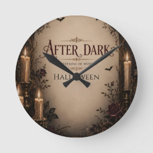 Gothic Halloween-Party-Einladung, dunkles Kerzenli Runde Wanduhr