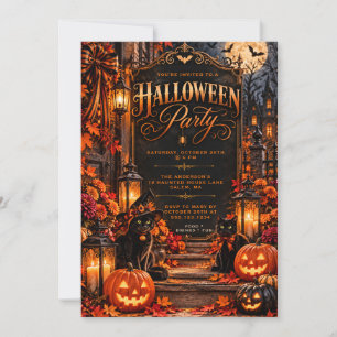 Gothic Halloween-Party-Einladung mit schwarzen Kat Einladung
