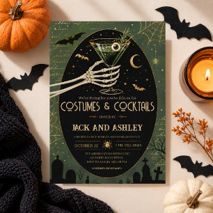 Gothic Halloween-Party Kostüme Cocktails Skelett Einladung