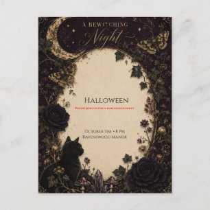 Gothic Halloween-Party Rosen, dunkler Efeu, Nachtf Postkarte