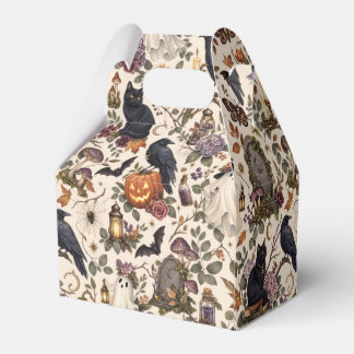 Gothic Halloween Ravens Cats Ghosts Floral Pattern Geschenkschachtel