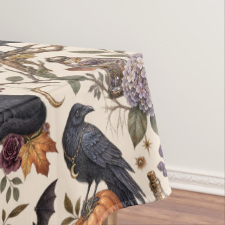 Gothic Halloween Ravens Cats Ghosts Floral Pattern Tischdecke