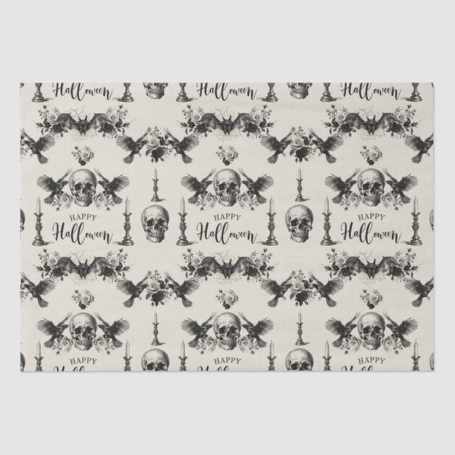 Gothic Halloween Schädelhammer raven schwarze Rose Seidenpapier (Vorderseite)