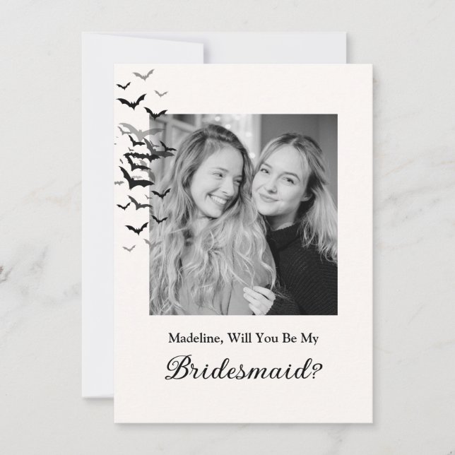 Gothic Halloween Schwarze Fledermaus Brautjungfer  Karte (Vorderseite)
