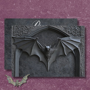 Gothic Halloween Schwarze Fledermaus & Torbogen Ho RSVP Karte