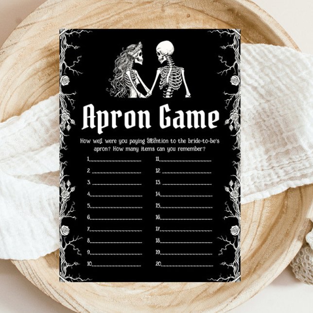 Gothic Halloween Skeleton Brautparty Schürze Game Einladung (Gothic Halloween Skeleton Bridal Shower Apron Game )