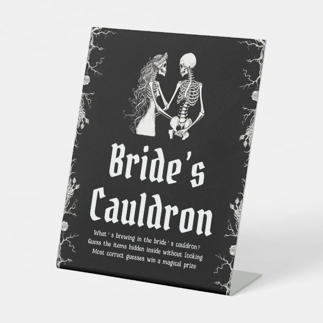 Gothic Halloween Skeleton Bride's Cauldron Sign Sockelschild (Vorderseite)