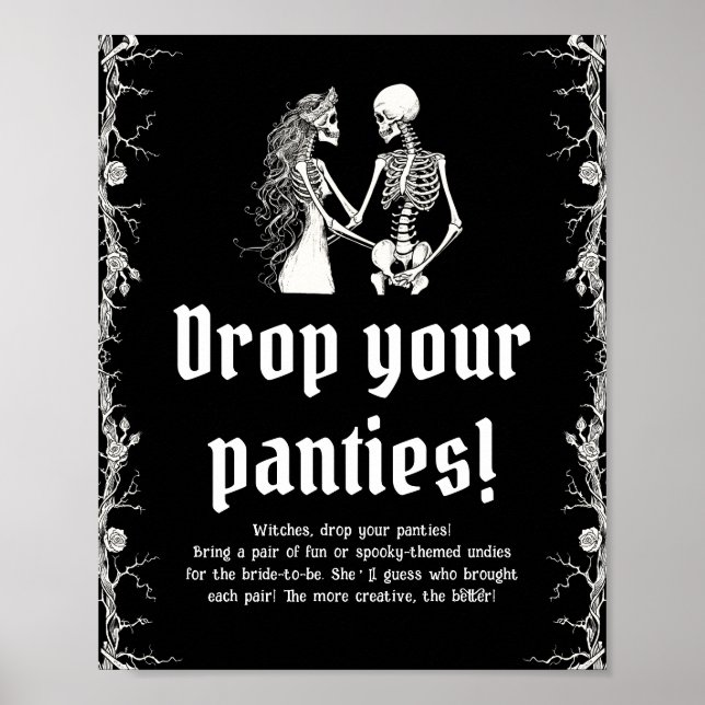 Gothic Halloween Skeleton Drop Your Panties Game Poster (Vorne)