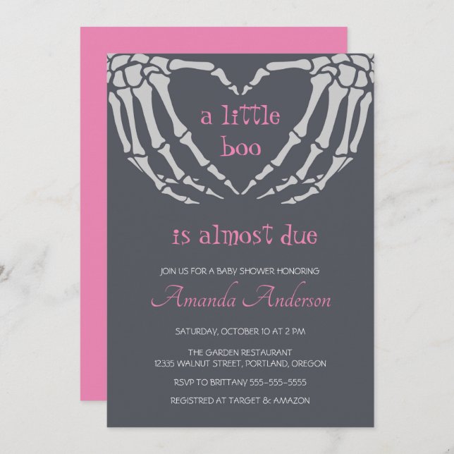 Gothic Halloween Skeleton Hands Girl Baby Shower Einladung (Vorne/Hinten)