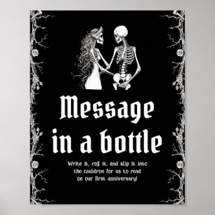 Gothic Halloween Skeleton-Nachricht in einem Flasc Poster