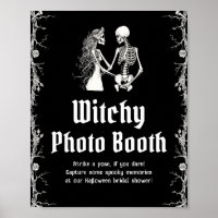 Gothic Halloween Skeleton Witchy Foto Booth Sign