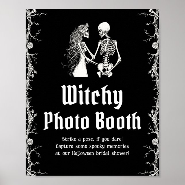 Gothic Halloween Skeleton Witchy Foto Booth Sign Poster (Vorne)