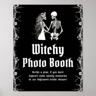 Gothic Halloween-Skelett-Hexen-Fotobooth-Schild Poster