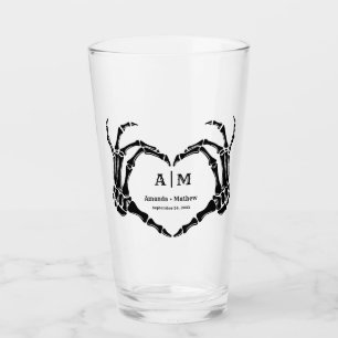 Gothic Halloween Skull Hand Heart Black Wedding Glas