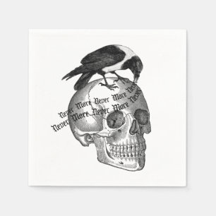 Gothic Halloween Skull Raven Serviette