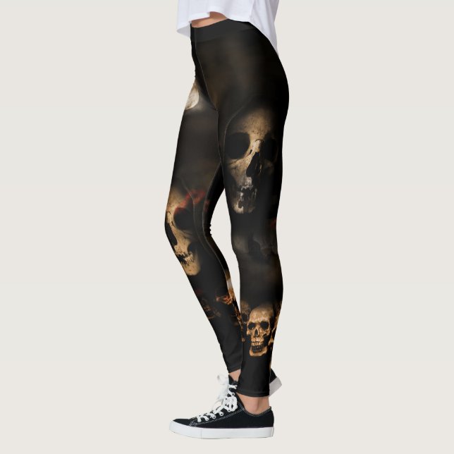 Gothic Halloween Skulls Friedhof Leggings (Links)