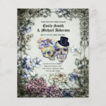 Gothic Halloween Skulls Party Invite Watercolor