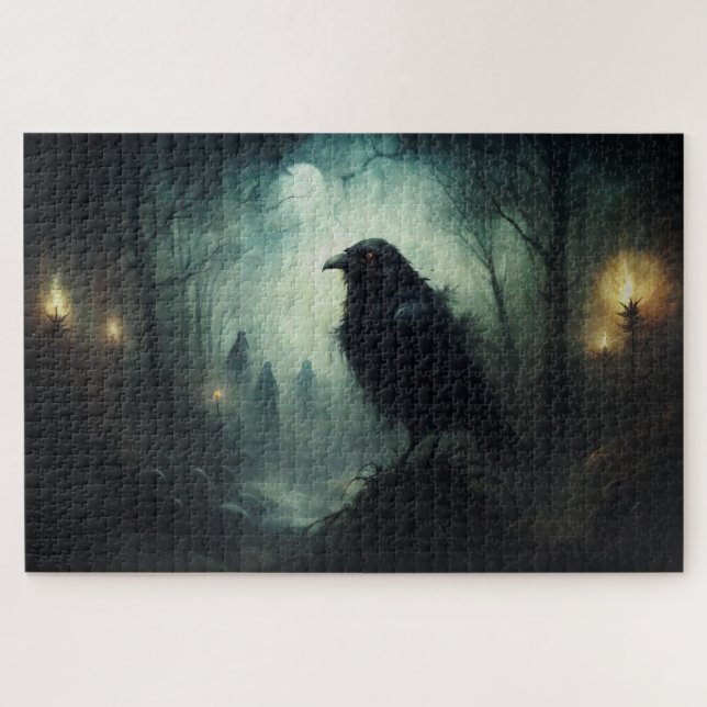 Gothic Halloween Spooky Crows Puzzle (Horizontal)