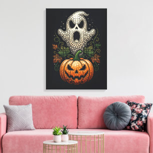 Gothic Halloween-Totenschädel-Kürbis Leinwanddruck