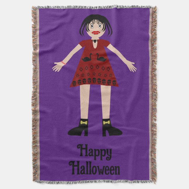 Gothic Halloween Vampire Lady Custom Decke (Vorderseite Vertikal)