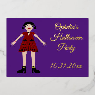 Gothic Halloween Vampire Lady Custom Folieneinladung