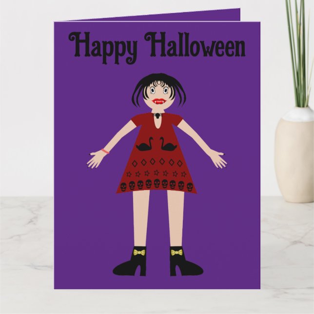 Gothic Halloween Vampire Lady Custom Karte (Vorderseite)