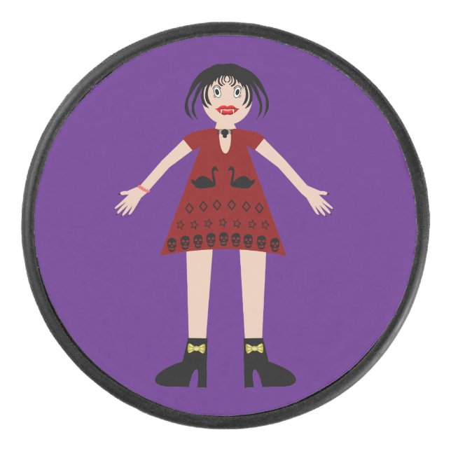 Gothic Halloween Vampire Lady Eishockey Puck (Vorderseite)