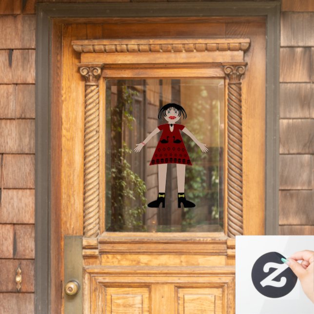 Gothic Halloween Vampire Lady Fensteraufkleber (Haustür)