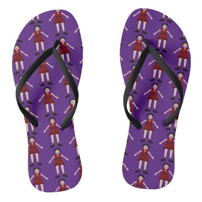Gothic Halloween Vampire Lady Gemustert Flip Flops (Fußbett)