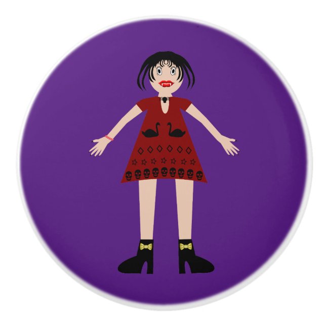Gothic Halloween Vampire Lady Keramikknauf (Vorderseite)