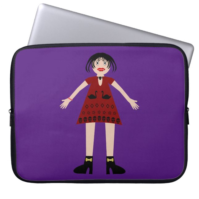 Gothic Halloween Vampire Lady Laptopschutzhülle (Vorderseite)