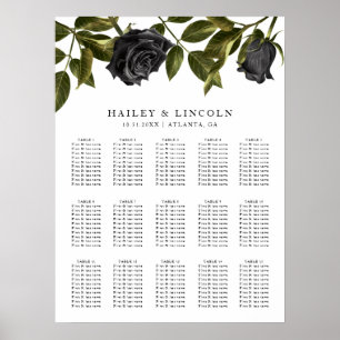 Gothic Halloween Vintage Hochzeit Sitzordnung Poster