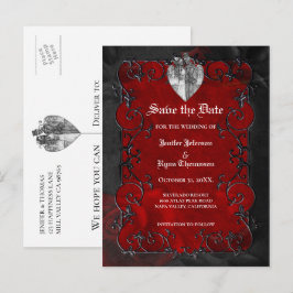 Gothic halloween wedding save the date postcard ankündigungspostkarte