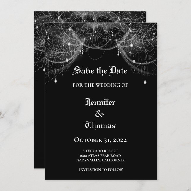 Gothic halloween wedding speichern Sie das Datum E Ankündigung (Vorne/Hinten)