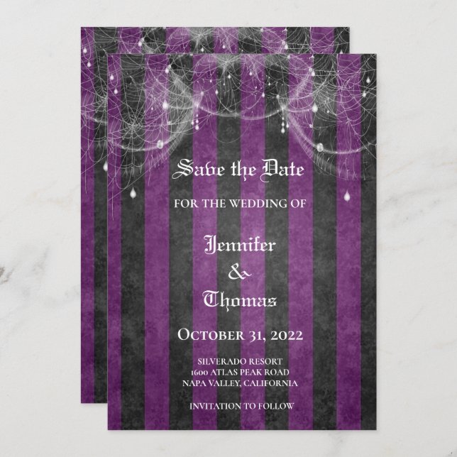 Gothic halloween wedding speichern Sie das Datum E Ankündigung (Vorne/Hinten)
