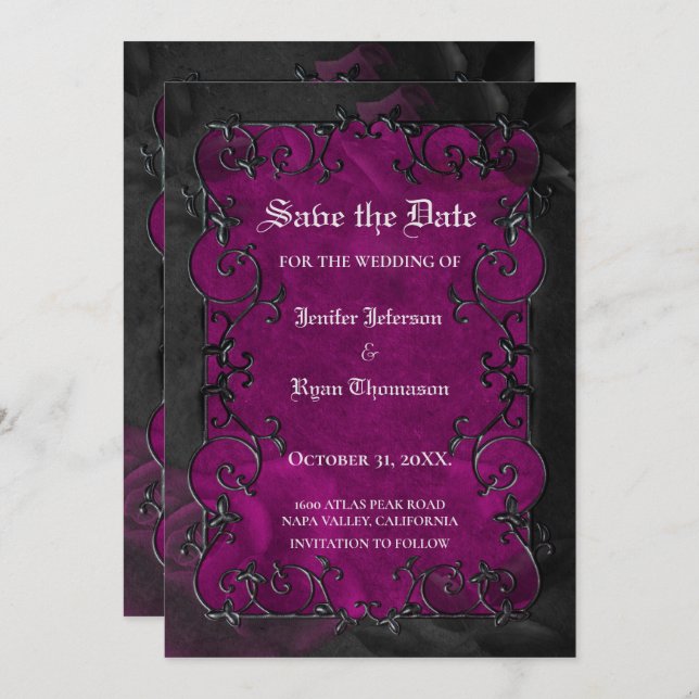 Gothic halloween wedding speichern Sie das Datum E Ankündigung (Vorne/Hinten)