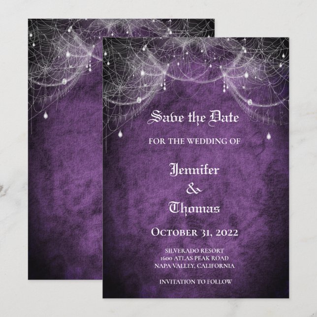 Gothic halloween wedding speichern Sie das Datum E Ankündigung (Vorne/Hinten)