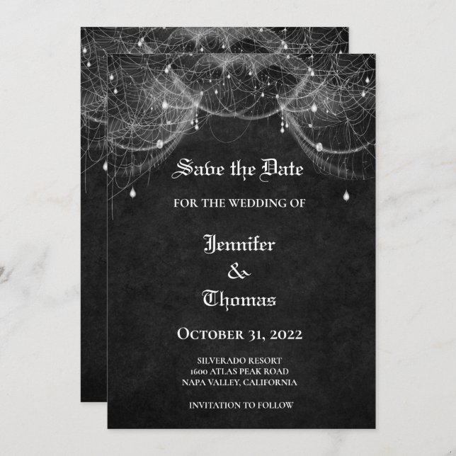 Gothic halloween wedding speichern Sie das Datum E Ankündigung (Vorne/Hinten)
