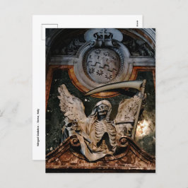 Gothic Halloween Winged Skeleton Holiday Postcard Feiertagspostkarte