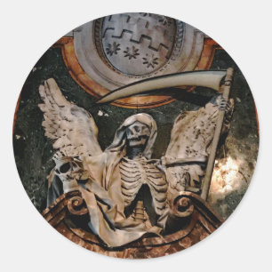 Gothic Halloween Winged Skelton Runder Aufkleber