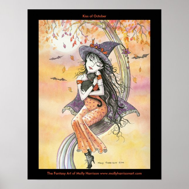 Gothic Halloween Witch Cat Poster (Vorne)