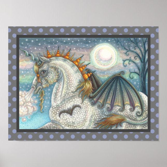 GOTHIC HALLOWEWEWEN UNICORN MIT BAT WINGS, HORSE POSTER (Vorne)