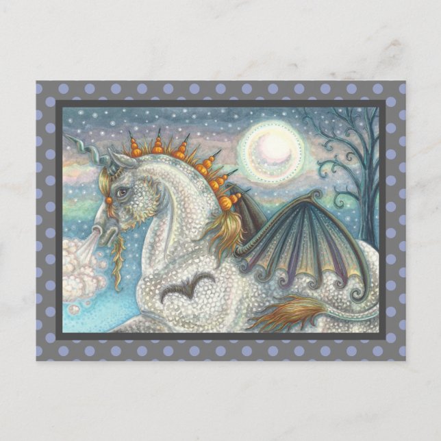 GOTHIC HALLOWEWEWEN UNICORN MIT BAT WINGS, HORSE POSTKARTE (Vorderseite)
